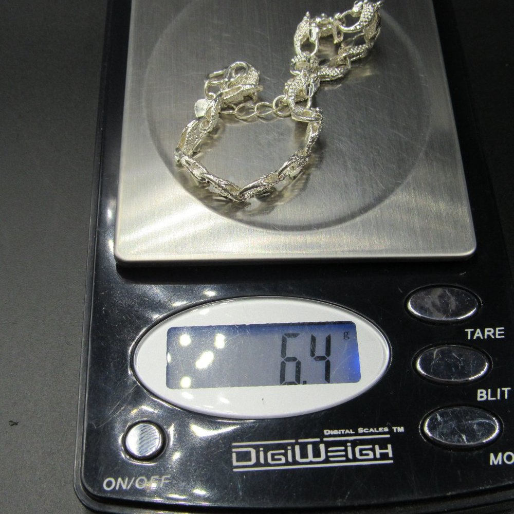 8" Sterling Silver Unknown Pattern Chain Bracelet… - image 8